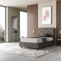 Lit double rembourré 140x200 avec rangement moderne Priya F 
