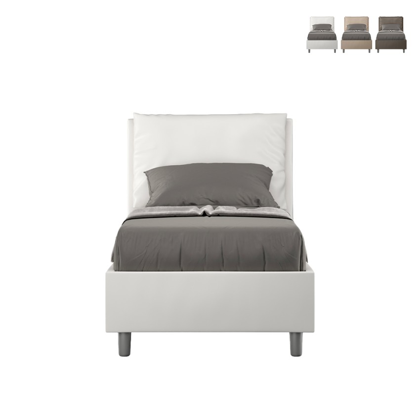 Conteneur lit simple 80x190 coussin de tête de lit capitonné Antea S Conteneur lit simple 80x190 coussin de tête de lit capitonné Antea S