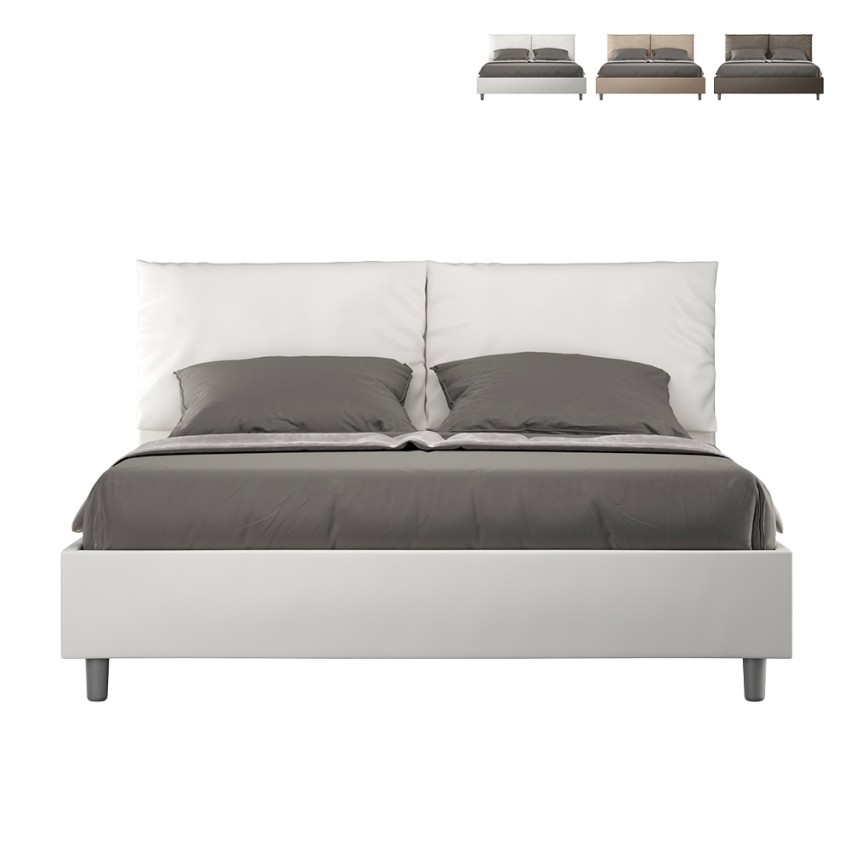 Lit double avec rangement 160x190 tête de lit coussins Antea M Promotion Lit double avec rangement 160x190 tête de lit coussins Antea M Promotion