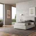Fraai tweepersoonsbed 140x200 met opbergruimte en bekleding Mika F Kortingen