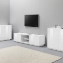 Meuble TV salon salle à manger design moderne blanc 180cm Douvres Catalogue