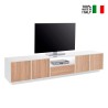 Meuble TV de salon design moderne en bois blanc 220cm salon Aston Wood Vente