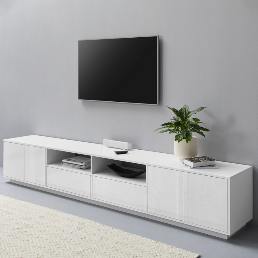Moderne witte tv-meubel 260cm woonkamer Breid Aanbieding Moderne witte tv-meubel 260cm woonkamer Breid Aanbieding