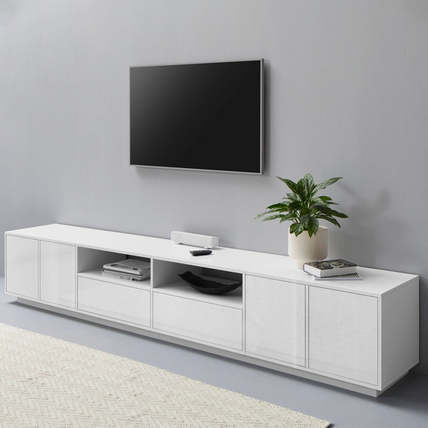 TV meubel 260cm modern design wit woonkamer Breid Aanbieding