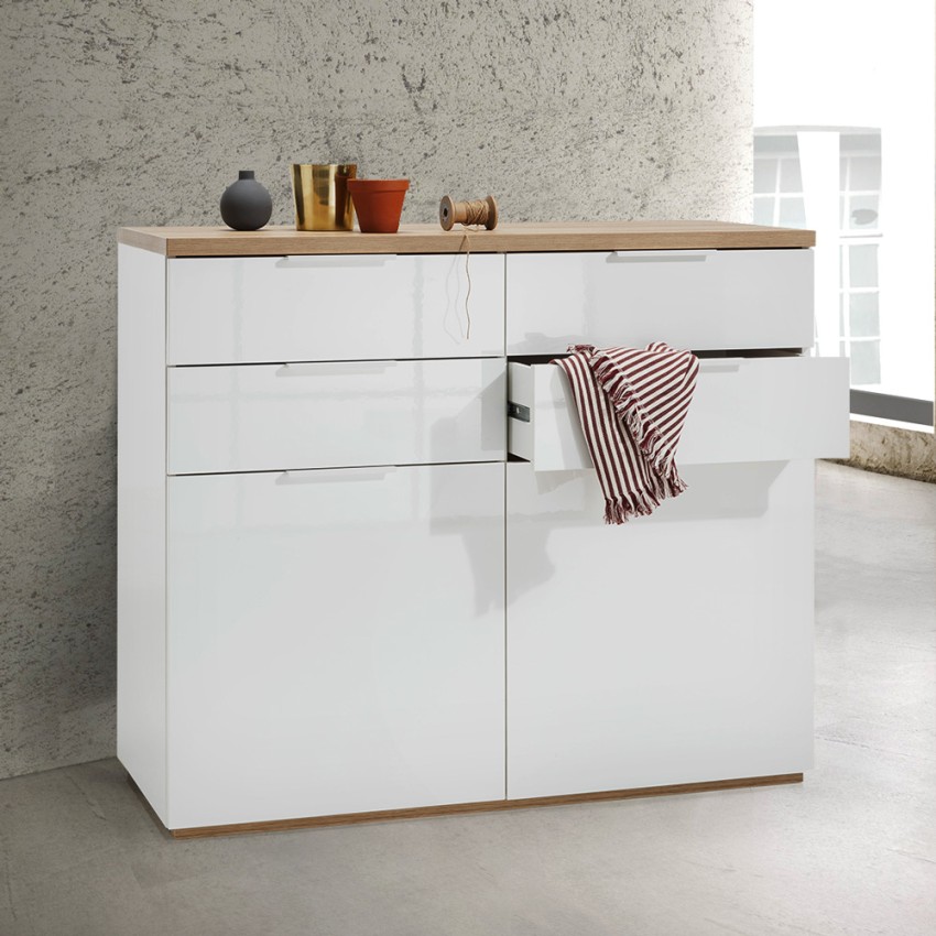 Witte ladekast met 4 laden en 2 deuren voor keuken woonkamer slaapkamer Aanbieding Witte ladekast met 4 laden en 2 deuren voor keuken woonkamer slaapkamer Aanbieding