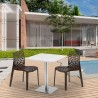Vierkante salontafel wit 60x60 cm en 2 gekleurde stoelen Gruyver Strawberry Kosten