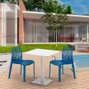 Vierkante salontafel wit 60x60 cm en 2 gekleurde stoelen Gruvyer Meringue Kosten