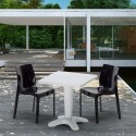 Table Carrée Blanche 70x70cm Avec 2 Chaises Colorées Grand Soleil Set Bar Café Ice Patio Dimensions
