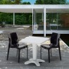 Vierkante salontafel wit 70x70 cm met stalen onderstel en 2 gekleurde stoelen Ice Patio Karakteristieken