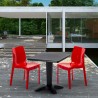 Table Carrée Noire 70x70cm Avec 2 Chaises Colorées Grand Soleil Set Bar Café Ice Aia Dimensions