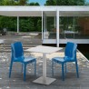 Table carrée 60x60 blanche avec 2 chaises colorées Ice Lemon Dimensions
