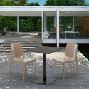 Vierkante salontafel zwart 60x60 cm en 2 gekleurde stoelen Ice Licorice Karakteristieken
