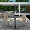 Vierkante salontafel zwart 60x60 cm met stalen onderstel en 2 gekleurde toelen Ice Licorice Karakteristieken