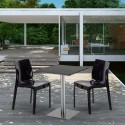Table carrée 60x60 cm Base Argent E Top Noir Avec 2 Chaises Colorées Ice Pistachio Dimensions