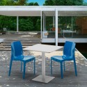 Table carrée 70x70 blanche avec 2 chaises colorées Ice Meringue Dimensions