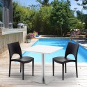 Vierkante salontafel wit 60x60 cm en 2 gekleurde stoelen Paris Strawberry Keuze