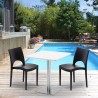 Vierkante salontafel wit 60x60 cm en 2 gekleurde stoelen Paris Strawberry Keuze