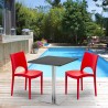 Vierkante tafel 70x70 cm met 2 gekleurde stoelen Paris Rum Raisin Keuze