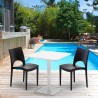 Vierkante salontafel wit 60x60 cm en 2 gekleurde stoelen Paris Meringue Keuze