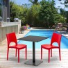 Vierkante tafel 70x70 cm met 2 gekleurde stoelen Paris Kiwi Keuze