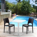 Table carrée 60x60 blanche avec 2 chaises colorées Paris Lemon Choix