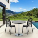 Rechthoekige salontafel zwart 70x70 cm met stalen onderstel en 2 gekleurde stoelen Wedding Cosmopolitan Model
