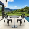 Ronde salontafel zwart 70x70 cm en 2 gekleurde stoelen Wedding Cosmopolitan Model