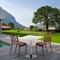 Vierkante salontafel wit 70x70 cm en 2 gekleurde stoelen Gelateria Cocktail Keuze