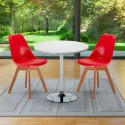 Ronde salontafel wit 70x70 cm en 2 gekleurde stoelen Nordica Long Island Voorraad