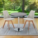 Ronde salontafel zwart 70x70 cm en 2 gekleurde stoelen Nordica Cosmopolitan Keuze