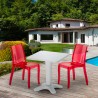 Table Carrée Blanche 70x70cm Avec 2 Chaises Colorées Grand Soleil Set Bar Café Cristal Light Terrace Remises
