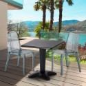 Table Carrée Noire 70x70cm Avec 2 Chaises Colorées Grand Soleil Set Bar Café Dune Balcony Offre