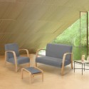 Salon complet Canapé scandinave bois et tissu fauteuil repose-pieds Gyda Catalogue