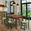 Set 4 stoelen en vierkante tafel 80x80 cm hout Rusty Keuze
