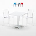 Vierkante salontafel en 2 gekleurde polycarbonaat stoelen voor buiten Grand Soleil Café Karakteristieken