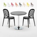 Table ronde noire 70 x 70 cm et 2 Chaises Colorées Intérieur Bar Café WEDDING Cosmopolitan Choix