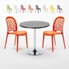 Rechthoekige salontafel zwart 70x70 cm met stalen onderstel en 2 gekleurde stoelen Wedding Cosmopolitan Verkoop