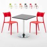 Table Carrée Noire 70x70cm et  2 Chaises Colorées Bar Café Parisienne Mojito Réductions