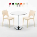 Table Ronde Blanche 70x70cm Avec 2 Chaises Colorées Grand Soleil Set Intérieur Bar Café Paris Long Island Vente