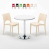Table Ronde Blanche 70x70cm Avec 2 Chaises Colorées Grand Soleil Set Intérieur Bar Café Paris Long Island Vente