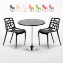 Table ronde noire 70x70 et 2 Chaises Colorées bar café Gelateria Cosmopolitan Réductions