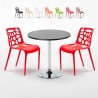 Table ronde noire 70x70 et 2 Chaises Colorées bar café Gelateria Cosmopolitan Catalogue