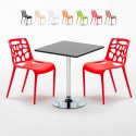 Vierkante salontafel zwart 70x70 cm en 2 gekleurde stoelen Gelateria Mojito Catalogus