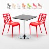 Vierkante salontafel zwart 70x70 cm en 2 gekleurde stoelen Gelateria Mojito Catalogus