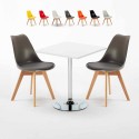 Table Carrée Blanche 70x70cm et 2 Chaises Colorées Set Intérieur Bar Café Nordica Cocktail Réductions