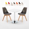 Vierkante salontafel wit 70x70 cm en 2 gekleurde stoelen Nordica Cocktail Kortingen