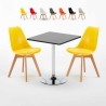 Table noire carrée 70x70cm Avec 2 Chaises Colorées intérieur bar café Nordica Mojito Remises