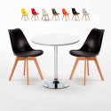 Ronde salontafel wit 70x70 cm en 2 gekleurde stoelen Nordica Long Island Catalogus