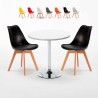 Ronde salontafel wit 70x70 cm en 2 gekleurde stoelen Nordica Long Island Catalogus