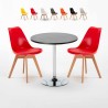 Table Ronde Noire 70x70cm 2 Chaises Colorées Intérieur Bar Café Nordica Cosmopolitan Choix